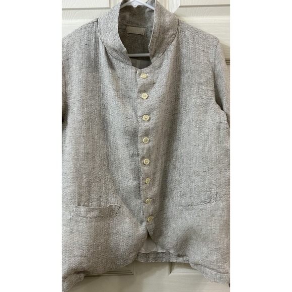 CP SHADES Wmns LG Beige/Tan/White Linen Tweed Long Sleeve 8 Button Blazer EUC - Picture 4 of 16